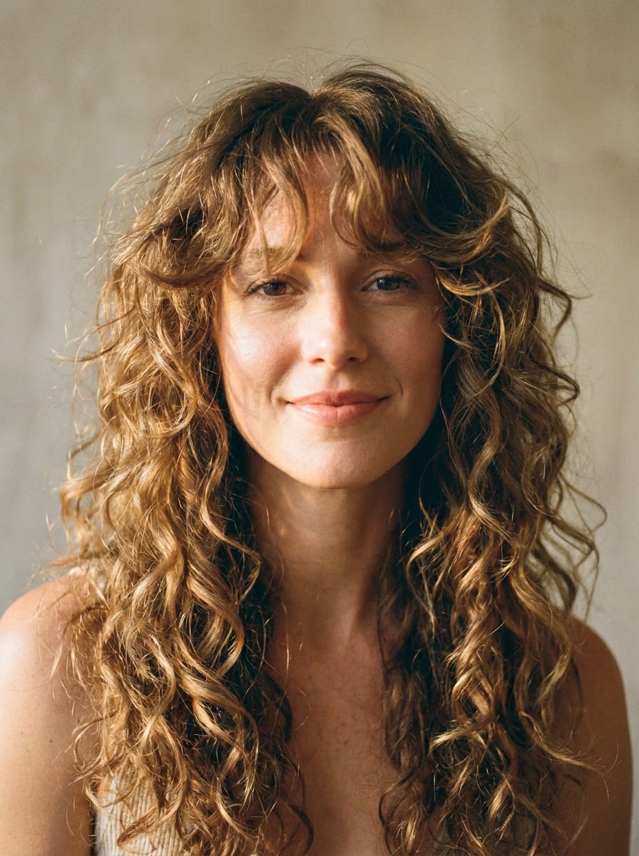 Lockiger Butterfly Cut in lang - Locken Frisur für lange Haare